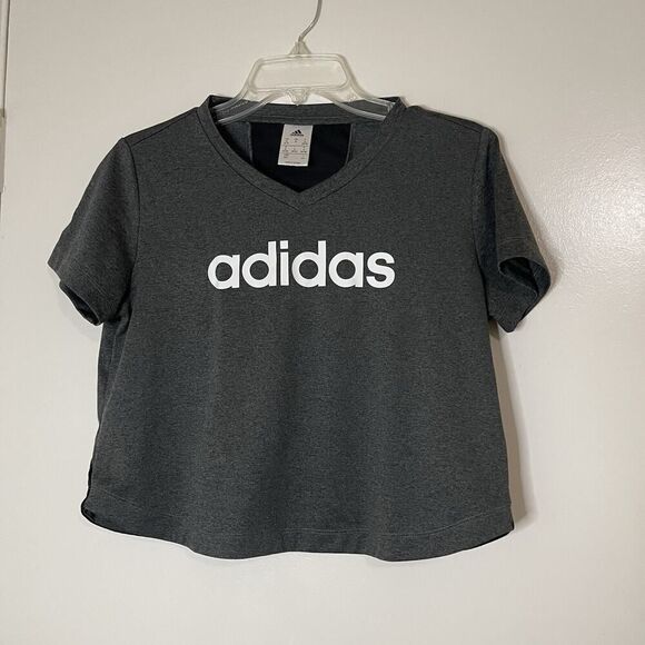 Adidas Cropped Gray loose workout shirt size US small - Picture 1 of 5